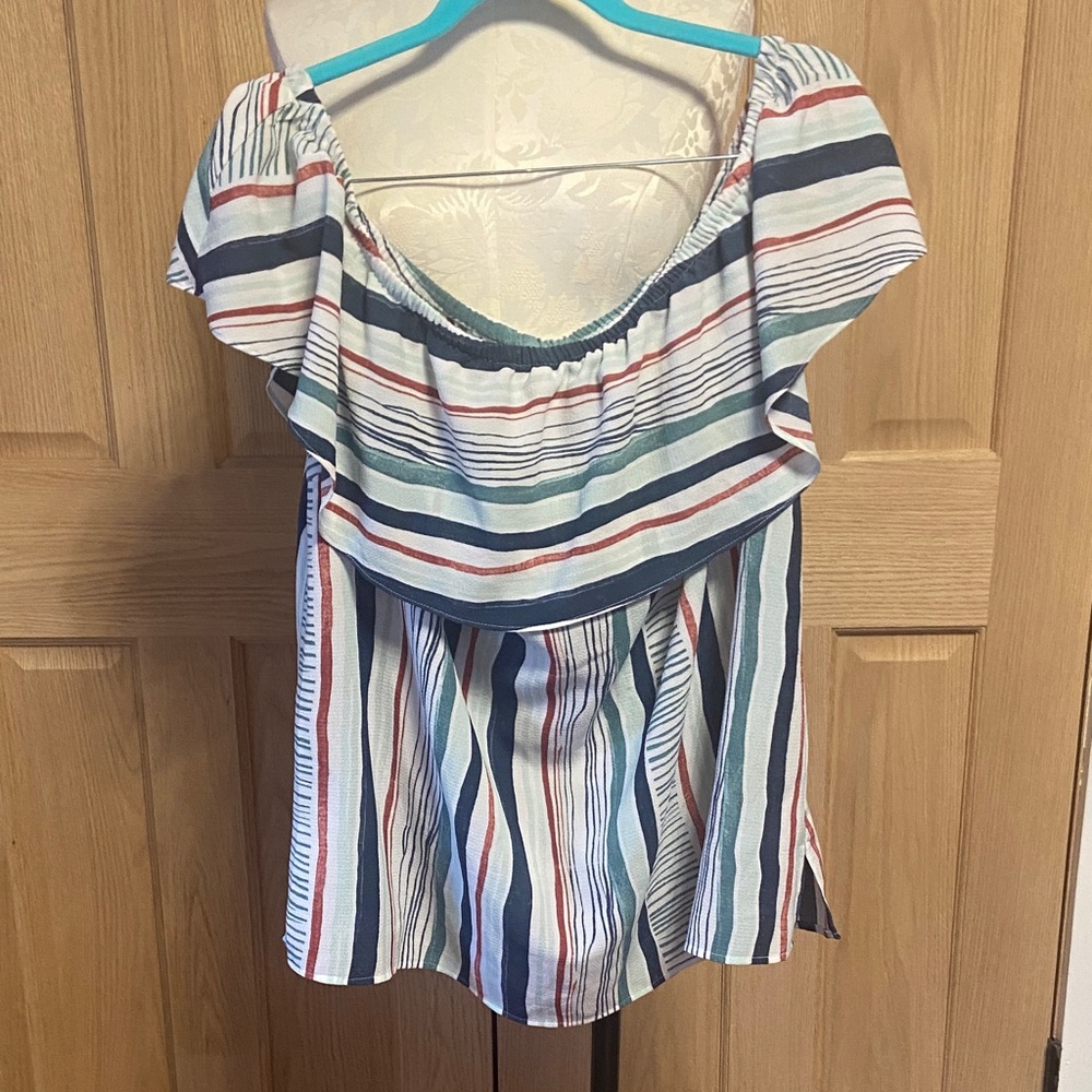 Lane Bryant Multicolor Striped Off-Shoulder Blouse